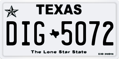 TX license plate DIG5072
