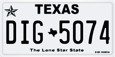 TX license plate DIG5074