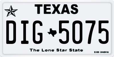 TX license plate DIG5075