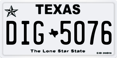 TX license plate DIG5076