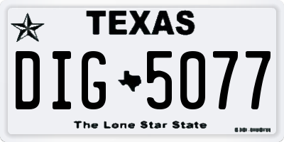 TX license plate DIG5077