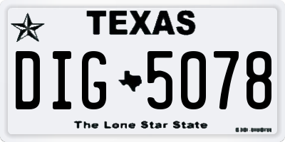 TX license plate DIG5078