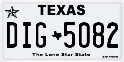 TX license plate DIG5082