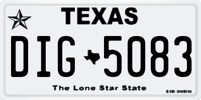 TX license plate DIG5083