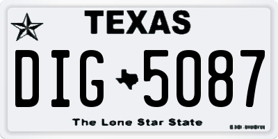 TX license plate DIG5087