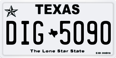 TX license plate DIG5090
