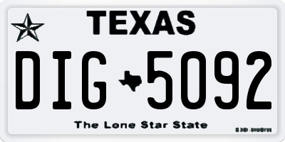 TX license plate DIG5092
