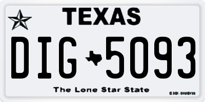 TX license plate DIG5093