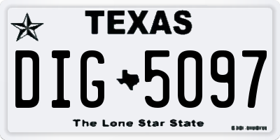 TX license plate DIG5097