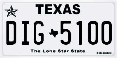 TX license plate DIG5100