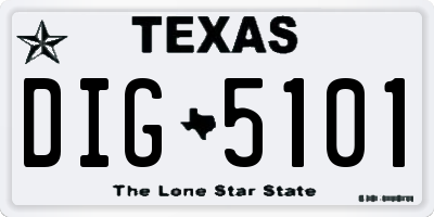 TX license plate DIG5101