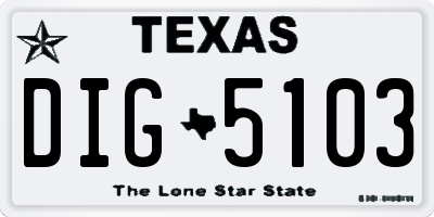 TX license plate DIG5103