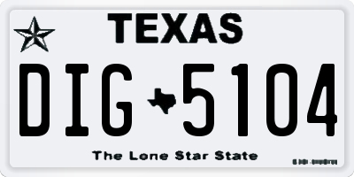 TX license plate DIG5104