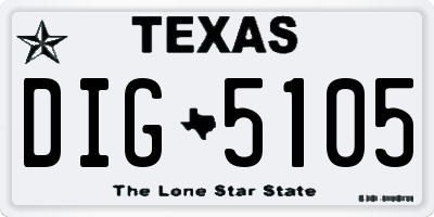 TX license plate DIG5105