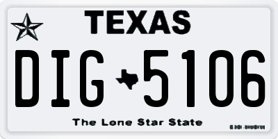 TX license plate DIG5106