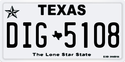 TX license plate DIG5108