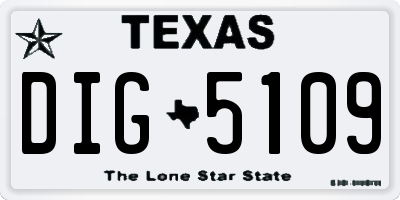 TX license plate DIG5109