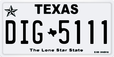 TX license plate DIG5111