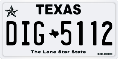 TX license plate DIG5112