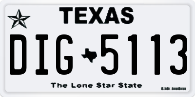 TX license plate DIG5113