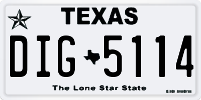 TX license plate DIG5114