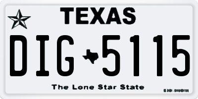 TX license plate DIG5115