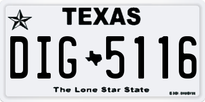 TX license plate DIG5116