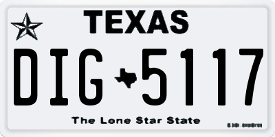 TX license plate DIG5117