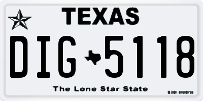 TX license plate DIG5118