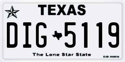 TX license plate DIG5119