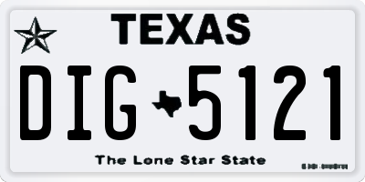 TX license plate DIG5121