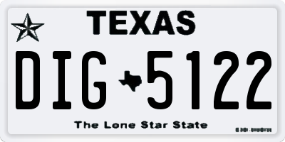 TX license plate DIG5122