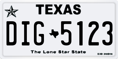 TX license plate DIG5123