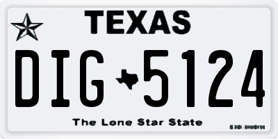 TX license plate DIG5124