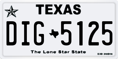 TX license plate DIG5125