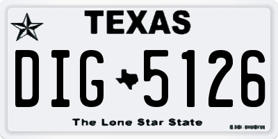 TX license plate DIG5126