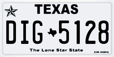 TX license plate DIG5128