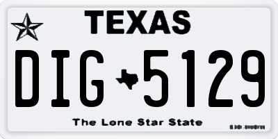 TX license plate DIG5129