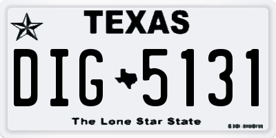 TX license plate DIG5131