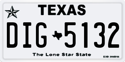 TX license plate DIG5132