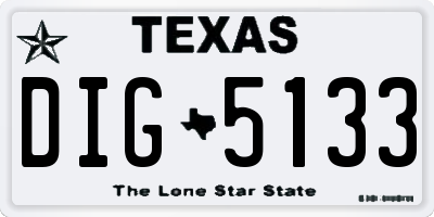 TX license plate DIG5133
