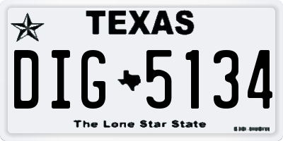 TX license plate DIG5134