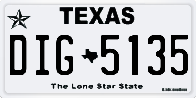 TX license plate DIG5135