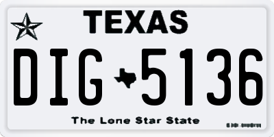 TX license plate DIG5136