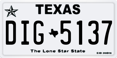 TX license plate DIG5137