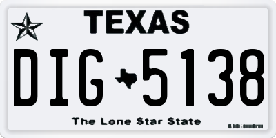 TX license plate DIG5138
