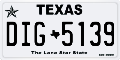 TX license plate DIG5139
