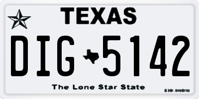 TX license plate DIG5142
