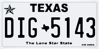 TX license plate DIG5143