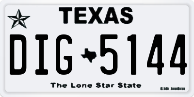 TX license plate DIG5144